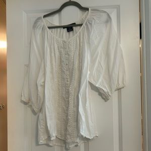 Cotton peasant top with embroidery